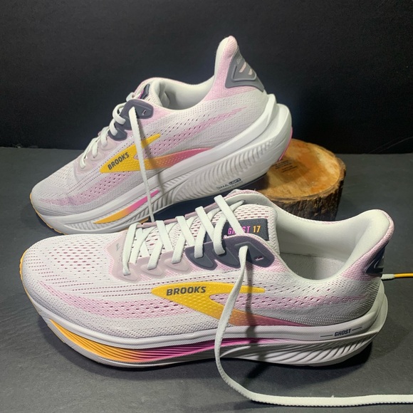 Brooks Shoes - Brooks Ghost 17 Women’s Gray Pink Running Walking Sneakers Size- 11